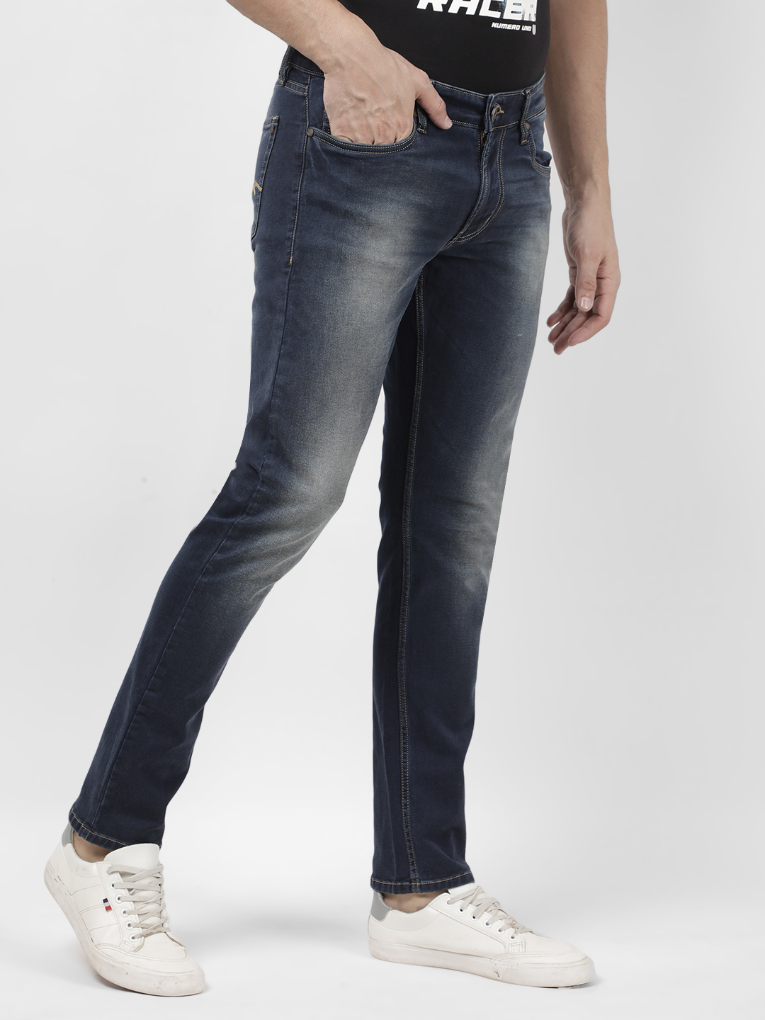 Numero Uno Men Solid Blue Jeans